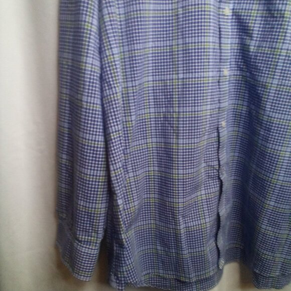 Crown & Ivy Shirt Men 18 18 1/2 34/35 XXL Button Up Long Sleeve Plaid Blue Green - Picture 11 of 16